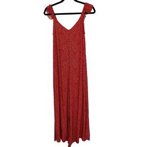 NWT New Elan Adorable Jumpsuit Ditzy Daisy Red White Wide Leg Woman’s Small